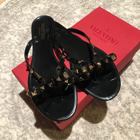 Valentino Shoes - VALENTINO BLACK JELLY  FLIP FLOP